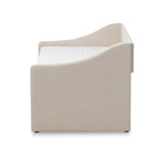 Baxton Studio Barnstorm Modern and Contemporary Beige Fabric Upholstered Daybed with Guest Trundle Bed