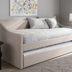 Baxton Studio Barnstorm Modern and Contemporary Beige Fabric Upholstered Daybed with Guest Trundle Bed