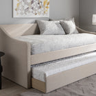 Baxton Studio Barnstorm Modern and Contemporary Beige Fabric Upholstered Daybed with Guest Trundle Bed