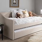Baxton Studio Barnstorm Modern and Contemporary Beige Fabric Upholstered Daybed with Guest Trundle Bed