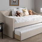 Baxton Studio Barnstorm Modern and Contemporary Beige Fabric Upholstered Daybed with Guest Trundle Bed