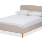 Baxton Studio Mia Mid-Century Light Beige Fabric Upholstered Queen Size Platform Bed