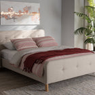 Baxton Studio Samson Mid-Century Light Beige Fabric Upholstered Full Size Platform Bed