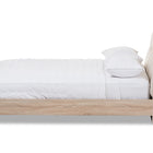 Baxton Studio Adelia Mid-Century Light Beige Whitewash Queen Size Platform Bed