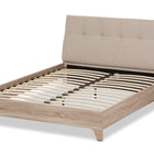 Baxton Studio Adelia Mid-Century Light Beige Whitewash Queen Size Platform Bed