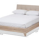 Baxton Studio Adelia Mid-Century Light Beige Whitewash Queen Size Platform Bed