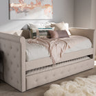 Baxton Studio Alena Modern and Contemporary Light Beige Fabric Daybed with Trundle