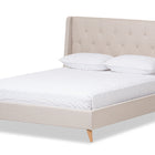Baxton Studio Adelaide Retro Modern Light Beige Fabric Upholstered King Size Platform Bed