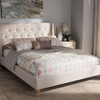 Baxton Studio Adelaide Retro Modern Light Beige Fabric Upholstered King Size Platform Bed