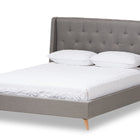 Baxton Studio Adelaide Retro Modern Light Grey Fabric Upholstered Queen Size Platform Bed