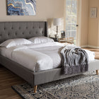 Baxton Studio Adelaide Retro Modern Light Grey Fabric Upholstered Queen Size Platform Bed