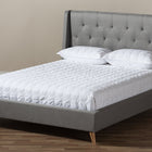 Baxton Studio Adelaide Retro Modern Light Grey Fabric Upholstered Queen Size Platform Bed