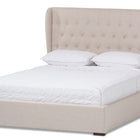 Baxton Studio Taylor Modern and Contemporary Light Beige Fabric Queen Size Gas-Lift Platform Bed