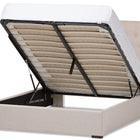 Baxton Studio Taylor Modern and Contemporary Light Beige Fabric Queen Size Gas-Lift Platform Bed