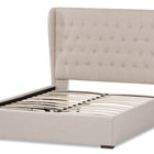 Baxton Studio Taylor Modern and Contemporary Light Beige Fabric Queen Size Gas-Lift Platform Bed