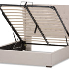Baxton Studio Taylor Modern and Contemporary Light Beige Fabric Queen Size Gas-Lift Platform Bed