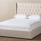 Baxton Studio Taylor Modern and Contemporary Light Beige Fabric Queen Size Gas-Lift Platform Bed