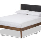 Baxton Studio Ember Mid-Century Dark Grey Fabric and Medium Brown Finish Wood King Size Platform Bed