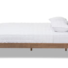 Baxton Studio Ember Mid-Century Light Grey Fabric and Medium Brown Finish Wood Queen Size Platform Bed