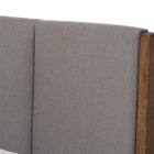 Baxton Studio Ember Mid-Century Light Grey Fabric and Medium Brown Finish Wood Queen Size Platform Bed