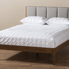 Baxton Studio Ember Mid-Century Light Grey Fabric and Medium Brown Finish Wood Queen Size Platform Bed