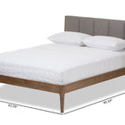 Baxton Studio Ember Mid-Century Light Grey Fabric and Medium Brown Finish Wood Queen Size Platform Bed