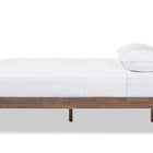 Baxton Studio Clifford Mid-Century Dark Grey Fabric and Medium Brown Finish Wood Queen Size Platform Bed