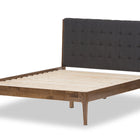 Baxton Studio Clifford Mid-Century Dark Grey Fabric and Medium Brown Finish Wood Queen Size Platform Bed