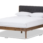 Baxton Studio Clifford Mid-Century Dark Grey Fabric and Medium Brown Finish Wood Queen Size Platform Bed