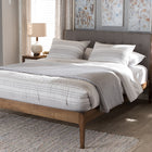 Baxton Studio Clifford Mid-Century Light Grey Fabric and Medium Brown Finish Wood Queen Size Platform Bed