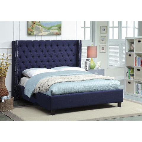 Meridian Furniture Ashton Linen King Bed - Grey - Bedroom Beds