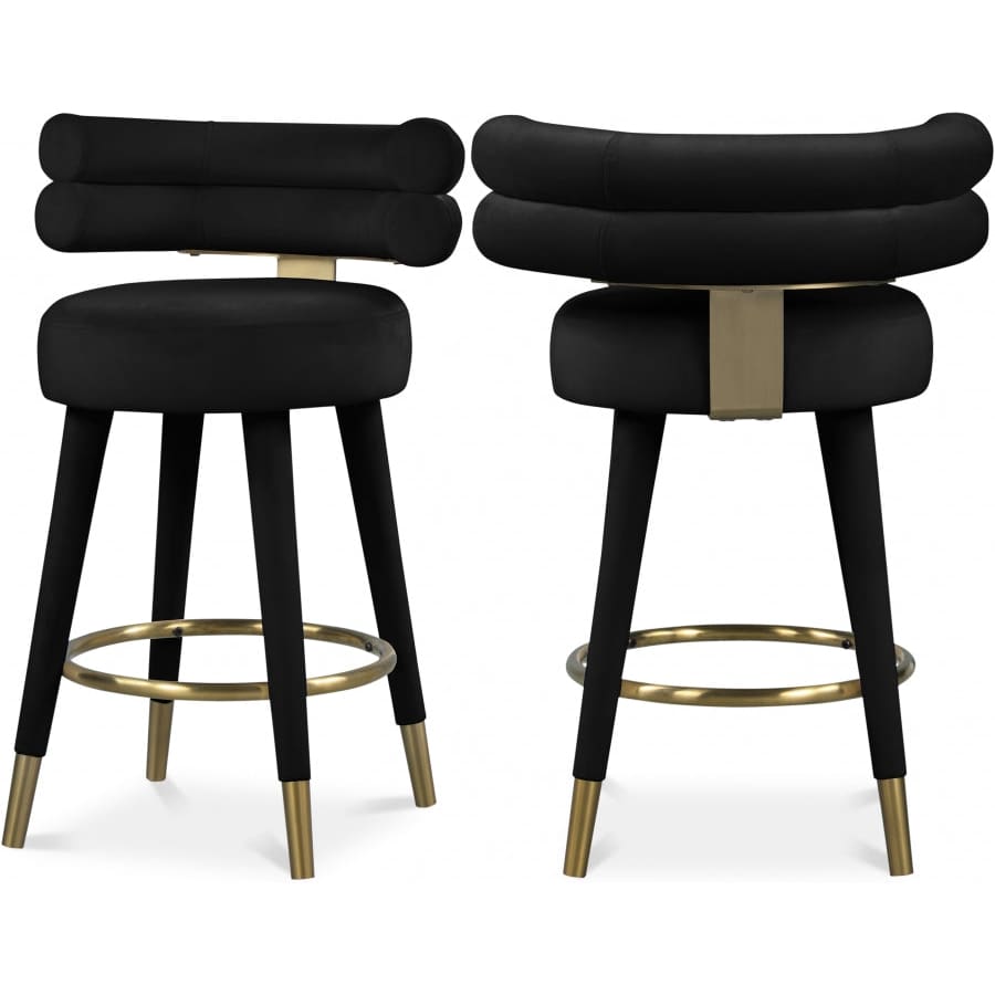 Meridian Furniture Fitzroy Velvet Counter Stool - Black - Stools