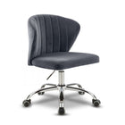 Meridian Furniture Finley Velvet Office Chair - Chrome - Grey - Office Chairs