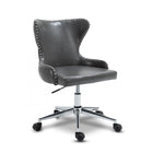 Meridian Furniture Hendrix Faux Leather Office Chair - Chrome - Grey - Office Chairs
