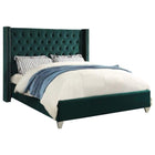 Meridian Furniture Aiden Velvet Queen Bed - Bedroom Beds