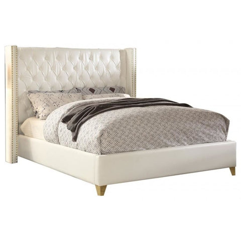 Meridian Furniture Soho White Bonded Leather Full Bed - Bedroom Beds