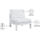 Meridian Furniture Nizuc Outdoor Patio White Aluminum Modular Armless Chair - Outdoor Furniture