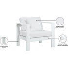 Meridian Furniture Nizuc Outdoor Patio White Aluminum Modular Arm Chair - Outdoor Furniture