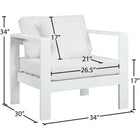 Meridian Furniture Nizuc Outdoor Patio White Aluminum Modular Arm Chair - Outdoor Furniture