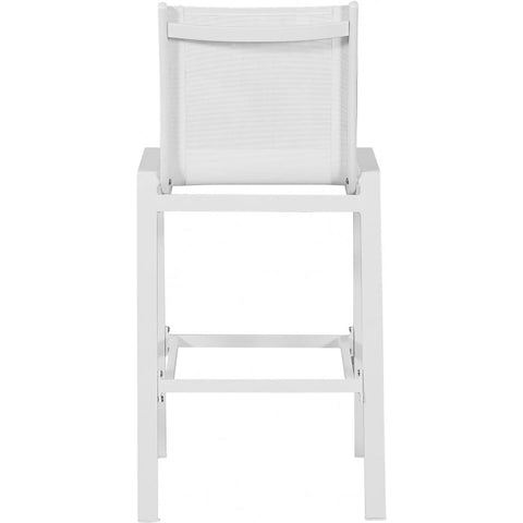 Meridian Furniture Nizuc Outdoor Patio Mesh Barstool - White - White - Outdoor Furniture