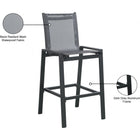 Meridian Furniture Nizuc Outdoor Patio Mesh Barstool - Black - Outdoor Furniture