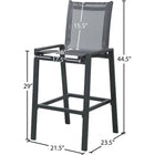 Meridian Furniture Nizuc Outdoor Patio Mesh Barstool - Black - Outdoor Furniture