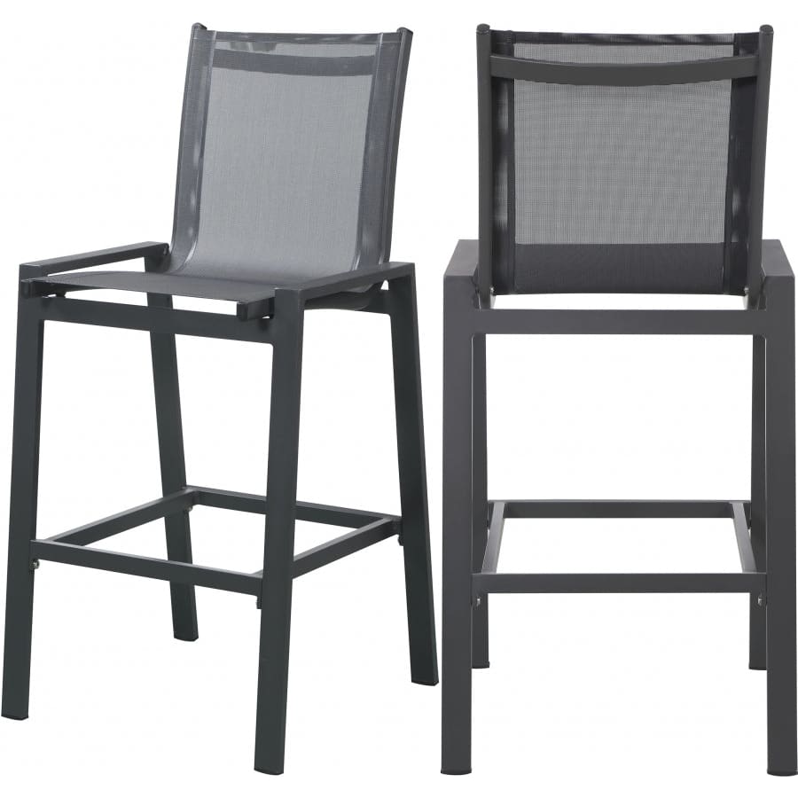 Meridian Furniture Nizuc Outdoor Patio Mesh Barstool - Black - Black - Outdoor Furniture