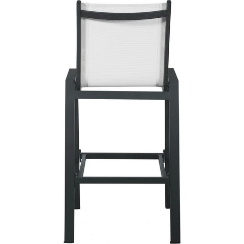 Meridian Furniture Nizuc Outdoor Patio Mesh Barstool - Black - White - Outdoor Furniture