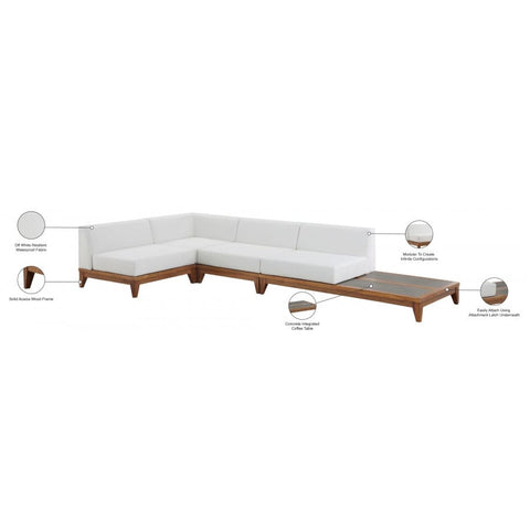 Meridian Furniture Rio Outdoor Off White Waterproof Modular Sectional 4A - Outdoor Furniture