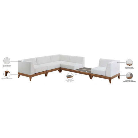 Meridian Furniture Rio Outdoor Off White Waterproof Modular Sectional 5A - Outdoor Furniture