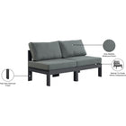 Meridian Furniture Nizuc Outdoor Patio Grey Aluminum Modular Sofa S60B - Outdoor Furniture