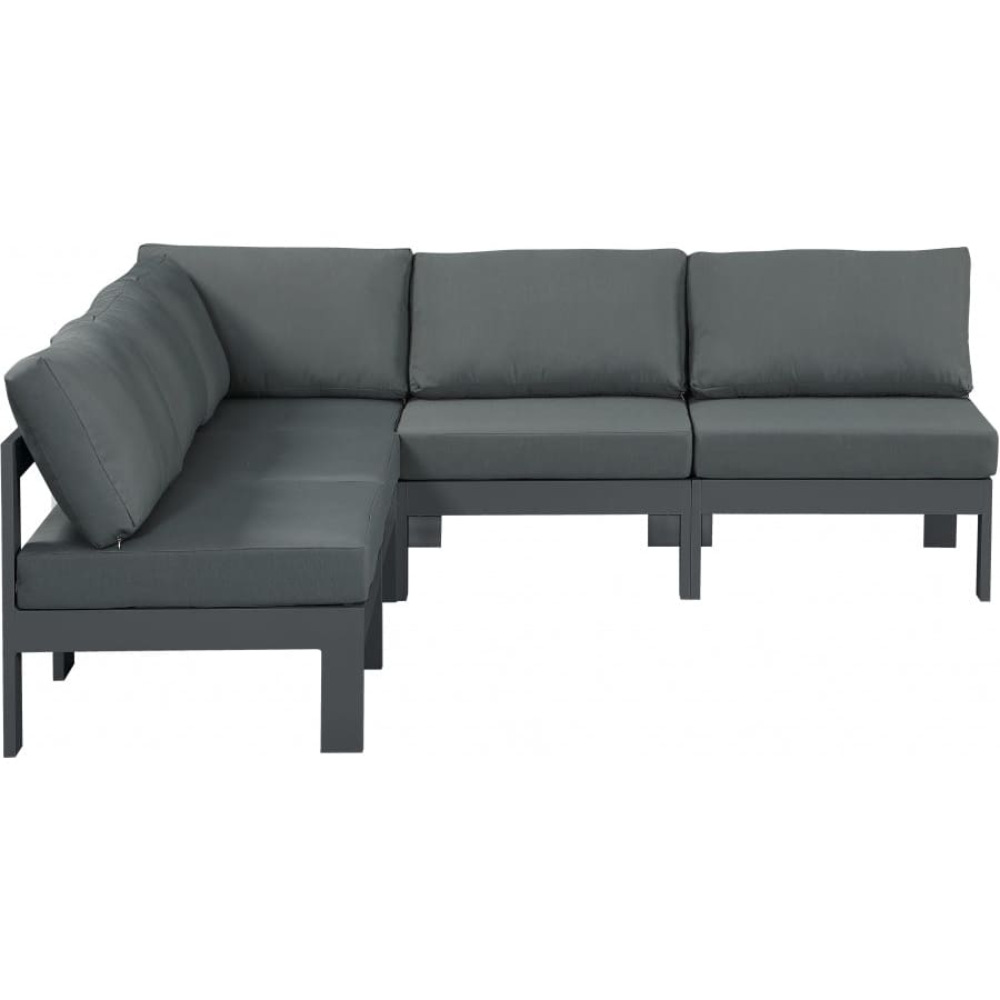 Meridian Furniture Nizuc Outdoor Patio Aluminum Modular Sectional 5A - Grey - Outdoor Furniture