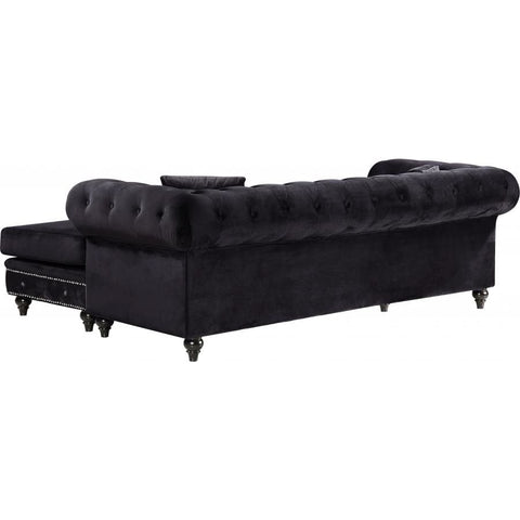 Meridian Furniture Sabrina Velvet Reversible 2pc. Sectional Sofa - Black / None - Sofas