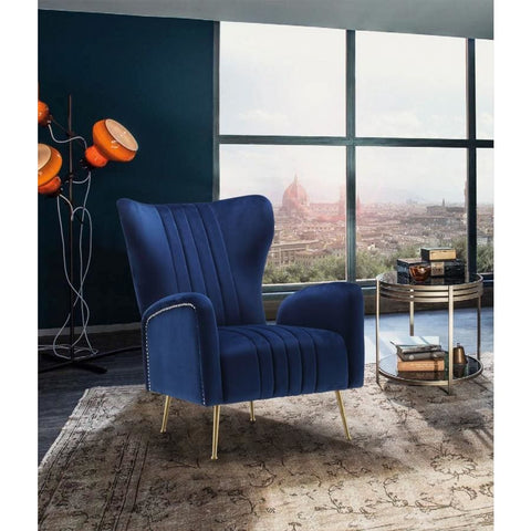 Meridian Furniture Opera Velvet Accent Chair - Blue - Chairs